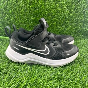 Nike Cosmic Runner Toddler Sneakers Black White Size 11C Hook Loop Play Ready